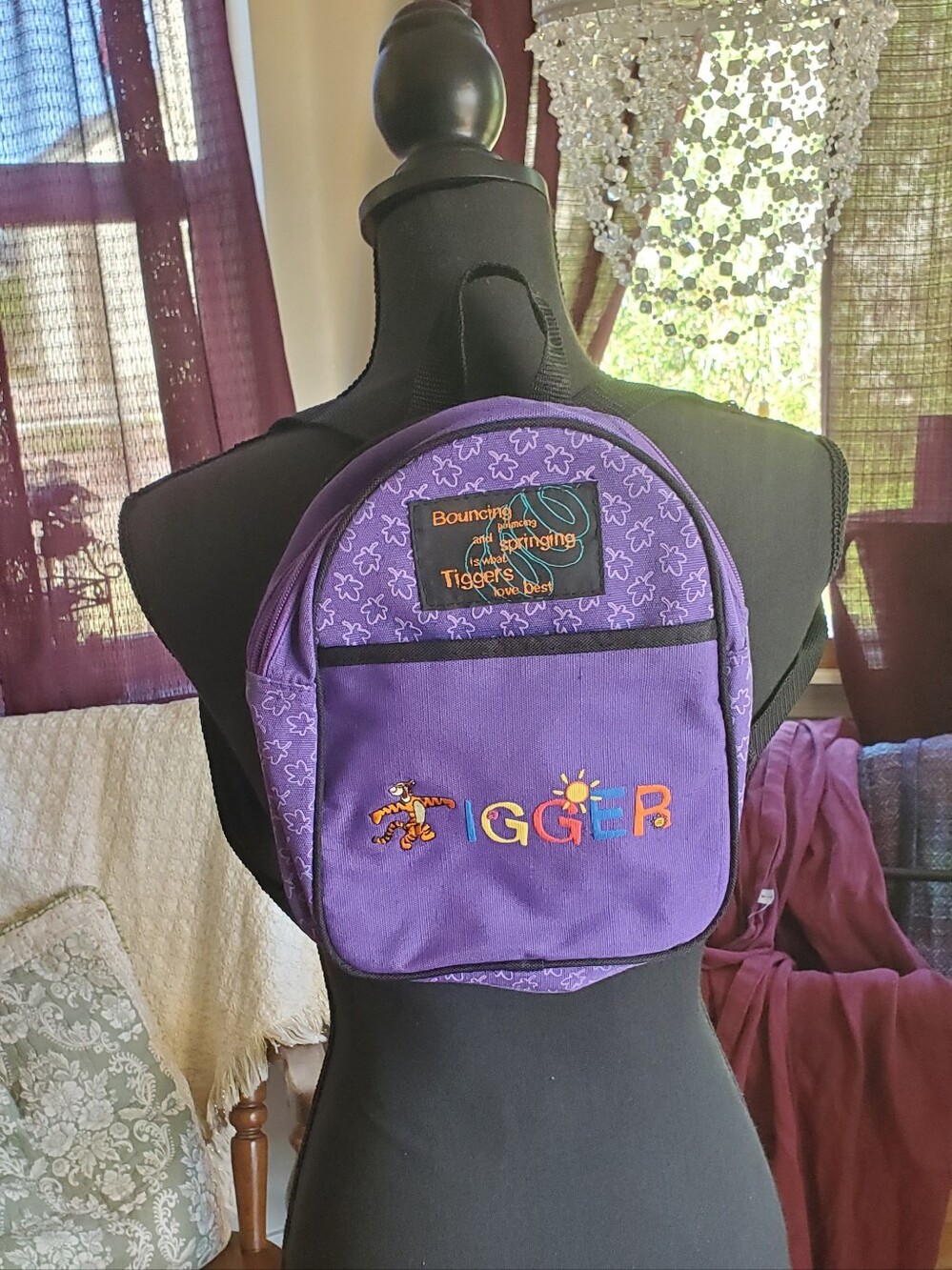 Vintage Disney Purple Tigger Kids Backpack